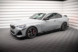 Street Pro Seitenschweller Ansatz Cup Leisten passend für BMW 2 Coupe M-Paket / M240i G42 SCHWARZ+ HOCHGLANZ FLAPS