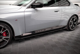 Street Pro Seitenschweller Ansatz Cup Leisten passend für BMW 2 Coupe M-Paket / M240i G42 SCHWARZ+ HOCHGLANZ FLAPS