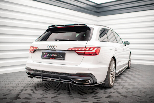 Mittlerer Cup Diffusor Heck Ansatz V.1 passend für Audi A4 S-Line B9 Facelift schwarz Hochglanz