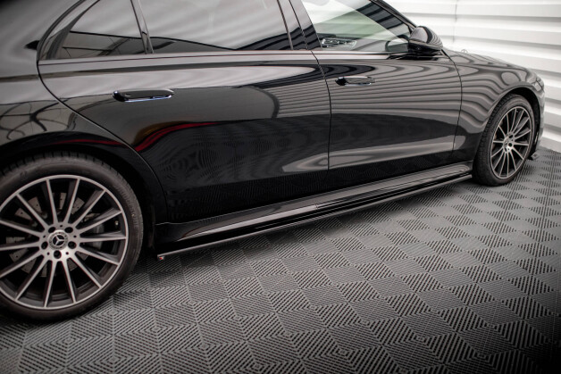Seitenschweller Ansatz Cup Leisten passend für Mercedes-Benz S Klasse Lang AMG-Line V223 schwarz Hochglanz
