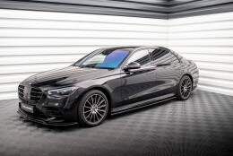 Seitenschweller Ansatz Cup Leisten passend für Mercedes-Benz S Klasse Lang AMG-Line V223 schwarz Hochglanz