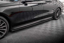 Seitenschweller Ansatz Cup Leisten passend für Mercedes-Benz S Klasse Lang AMG-Line V223 schwarz Hochglanz