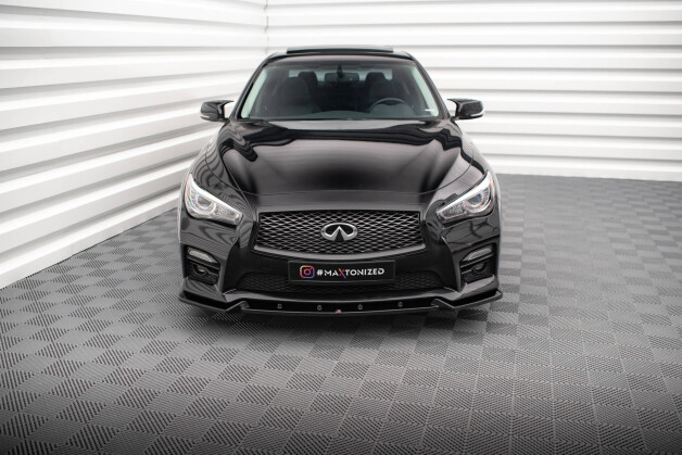 Street+ Spoilerlippe Front Ansatz V.2 passend für Infiniti Q50 S Mk1 schwarz Hochglanz