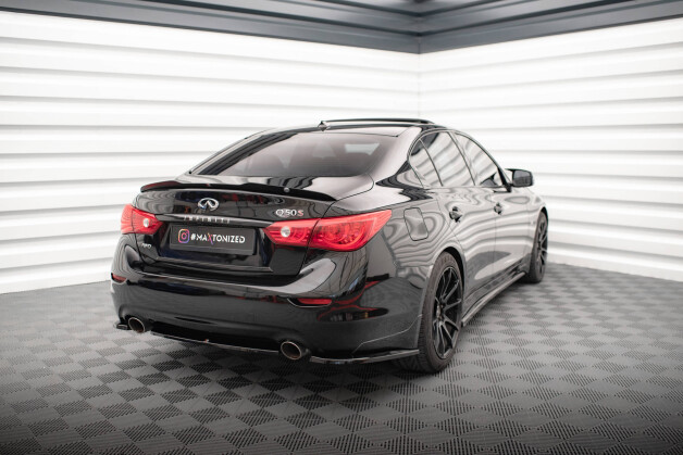 Heck Ansatz Flaps Diffusor V.1 passend für Infiniti Q50 S Mk1 schwarz Hochglanz