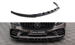Cup Spoilerlippe Front Ansatz V.2 passend für Mercedes-Benz C AMG Line Limousine / Coupe / Kombi W205 / C205 / S205 Facelift schwarz Hochglanz