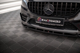 Cup Spoilerlippe Front Ansatz V.2 passend für Mercedes-Benz C AMG Line Limousine / Coupe / Kombi W205 / C205 / S205 Facelift schwarz Hochglanz