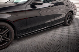 Seitenschweller Ansatz Cup Leisten für Mercedes-Benz C43 / C AMG-Line Limousine W205 Facelift schwarz Hochglanz