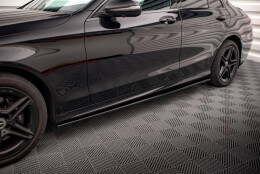 Seitenschweller Ansatz Cup Leisten passend für Mercedes-Benz C43 / C AMG-Line Limousine / Kombi W205 / S205 Facelift schwarz Hochglanz