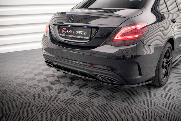 Mittlerer Cup Diffusor Heck Ansatz DTM Look passend für Mercedes-Benz C AMG-Line W205 Facelift schwarz Hochglanz