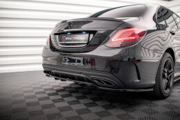 Mittlerer Cup Diffusor Heck Ansatz DTM Look passend für Mercedes-Benz C AMG-Line W205 Facelift schwarz Hochglanz