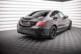 Mittlerer Cup Diffusor Heck Ansatz DTM Look passend für Mercedes-Benz C AMG-Line W205 Facelift schwarz Hochglanz