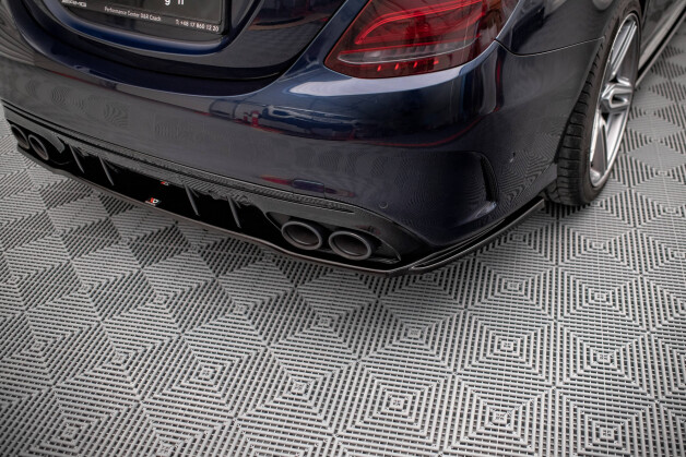 Mittlerer Cup Diffusor Heck Ansatz DTM Look passend für Mercedes-AMG C 43 Limousine / Kombi W205 / S205 Facelift schwarz Hochglanz
