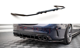 Mittlerer Cup Diffusor Heck Ansatz DTM Look passend für Mercedes-AMG C 43 Limousine / Kombi W205 / S205 Facelift schwarz Hochglanz