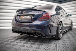 Mittlerer Cup Diffusor Heck Ansatz DTM Look passend für Mercedes-AMG C 43 Limousine / Kombi W205 / S205 Facelift schwarz Hochglanz