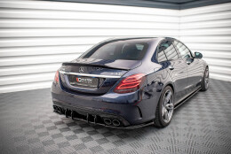 Heck Ansatz Flaps Diffusor passend für Mercedes-AMG C 43 Limousine / Kombi W205 / S205 Facelift schwarz Hochglanz
