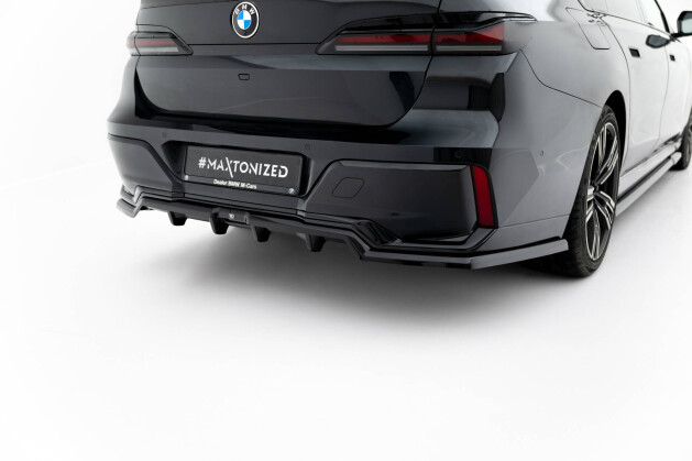 Mittlerer Cup Diffusor Heck Ansatz DTM Look passend für BMW 7 M-Paket G70 schwarz Hochglanz