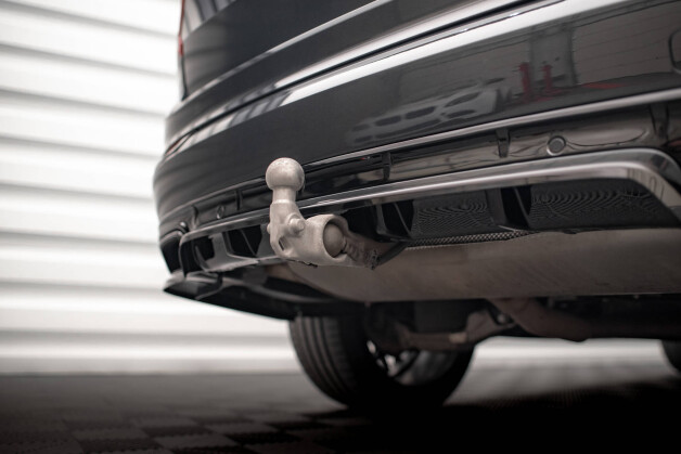 Mittlerer Cup Diffusor Heck Ansatz DTM Look passend für Volvo XC90 R-Design Mk2 Facelift schwarz Hochglanz
