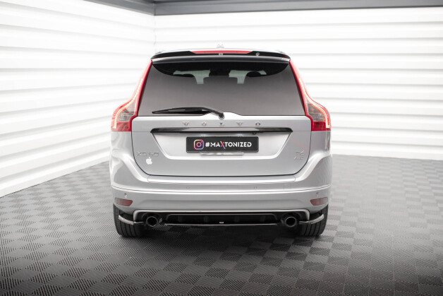 Mittlerer Cup Diffusor Heck Ansatz passend für Volvo XC60 R-Design Mk1 Facelift schwarz Hochglanz