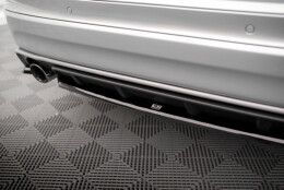 Mittlerer Cup Diffusor Heck Ansatz passend für Volvo XC60 R-Design Mk1 Facelift schwarz Hochglanz