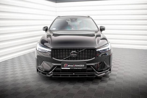 Cup Spoilerlippe Front Ansatz passend für Volvo XC60 R-Design Mk2 Facelift schwarz Hochglanz