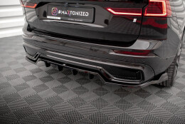 Mittlerer Cup Diffusor Heck Ansatz DTM Look passend für Volvo XC60 R-Design Mk2 Facelift schwarz Hochglanz