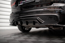 Mittlerer Cup Diffusor Heck Ansatz DTM Look passend für Volvo XC60 R-Design Mk2 Facelift schwarz Hochglanz