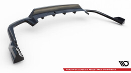 Mittlerer Cup Diffusor Heck Ansatz DTM Look passend für Volvo XC60 R-Design Mk2 Facelift schwarz Hochglanz