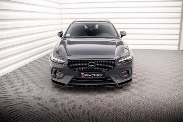 Cup Spoilerlippe Front Ansatz passend für Volvo V90 / S90 R-Design Mk2 schwarz Hochglanz