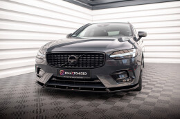 Cup Spoilerlippe Front Ansatz für Volvo V90 / S90 R-Design Mk2 schwarz Hochglanz