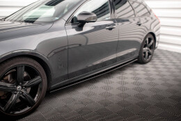 Seitenschweller Ansatz Cup Leisten passend für Volvo V90 / S90 R-Design Mk2 schwarz Hochglanz