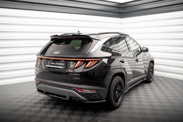 Heck Ansatz Flaps Diffusor passend für Hyundai Tucson Mk4 schwarz Hochglanz