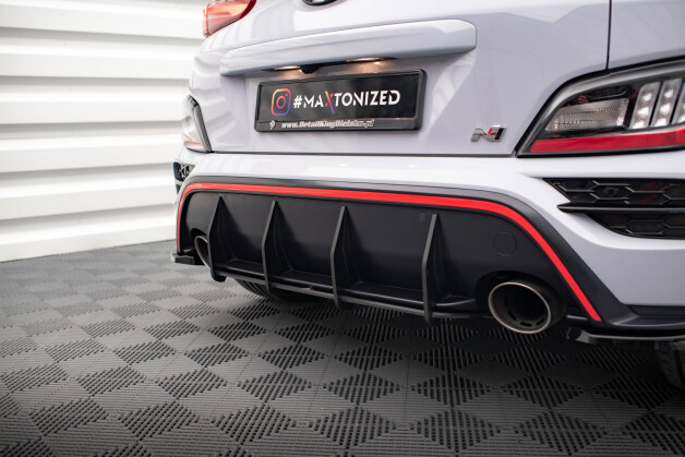 Street Pro Heckschürze Heck Ansatz Diffusor passend für Hyundai Kona N Mk1 schwarz-rot