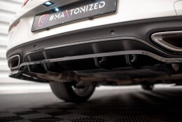 Mittlerer Cup Diffusor Heck Ansatz DTM Look passend für Mercedes-Benz C Coupe AMG-Line C205 Facelift schwarz Hochglanz