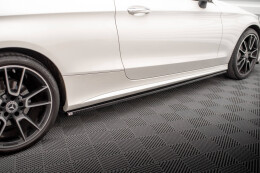 Seitenschweller Ansatz Cup Leisten für Mercedes-Benz C Coupe AMG-Line C205 Facelift schwarz Hochglanz