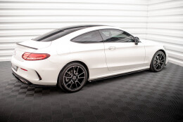 Seitenschweller Ansatz Cup Leisten passend für Mercedes-Benz C Coupe AMG-Line C205 Facelift schwarz Hochglanz