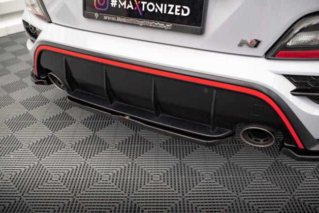 Mittlerer Cup Diffusor Heck Ansatz passend für Hyundai Kona N Mk1 schwarz Hochglanz