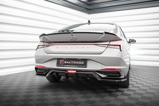 Mittlerer Cup Diffusor Heck Ansatz DTM Look passend für Hyundai Elantra Mk7 schwarz Hochglanz