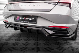 Mittlerer Cup Diffusor Heck Ansatz DTM Look passend für Hyundai Elantra Mk7 schwarz Hochglanz