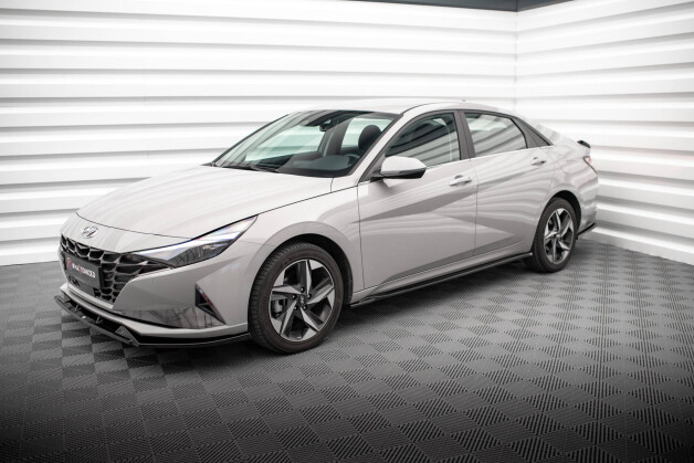 Seitenschweller Ansatz Cup Leisten passend für Hyundai Elantra Mk7 schwarz Hochglanz