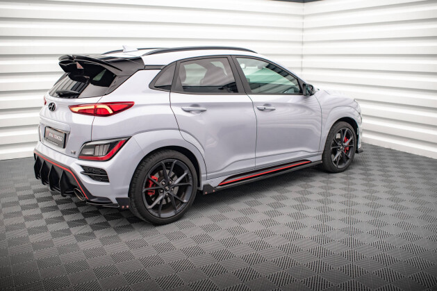 Seitenschweller Ansatz Cup Leisten V.1 + Flaps für Hyundai Kona N Mk1 schwarz Hochglanz