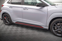 Seitenschweller Ansatz Cup Leisten V.1 + Flaps für Hyundai Kona N Mk1 schwarz Hochglanz