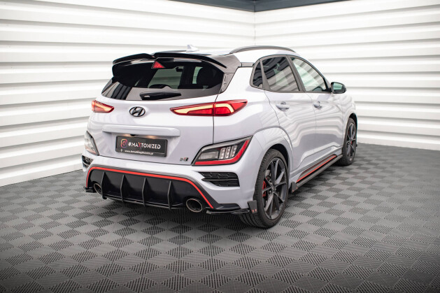 Heck Ansatz Flaps Diffusor V.1 + Flaps für Hyundai Kona N Mk1 schwarz Hochglanz