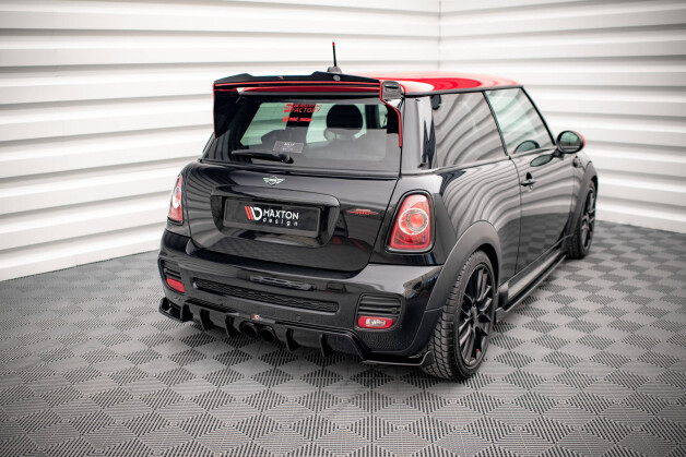 Heck Ansatz Diffusor passend für Mini Cooper John Cooper Works R56 schwarz Hochglanz