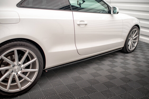 Seitenschweller Ansatz Cup Leisten V.2 passend für Audi A5 / A5 S-Line / S5 Coupe 8T schwarz Hochglanz