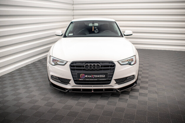 Cup Spoilerlippe Front Ansatz V.1 passend für Audi A5 Coupe / Sportback 8T Facelift schwarz Hochglanz