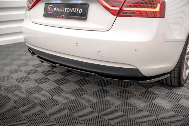 Mittlerer Cup Diffusor Heck Ansatz DTM Look passend für Audi A5 Coupe 8T Facelift schwarz Hochglanz