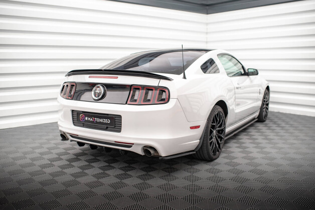 Heck Ansatz Flaps Diffusor passend für Ford Mustang Mk5 Facelift schwarz Hochglanz