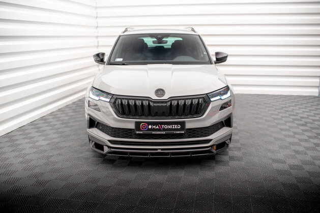 Cup Spoilerlippe Front Ansatz für Skoda Karoq Sportline Mk1 FL schwarz Hochglanz