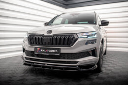 Cup Spoilerlippe Front Ansatz für Skoda Karoq Sportline Mk1 FL schwarz Hochglanz