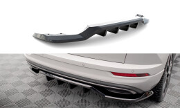 Mittlerer Cup Diffusor Heck Ansatz DTM Look passend für Skoda Karoq Sportline Mk1 Facelift schwarz Hochglanz